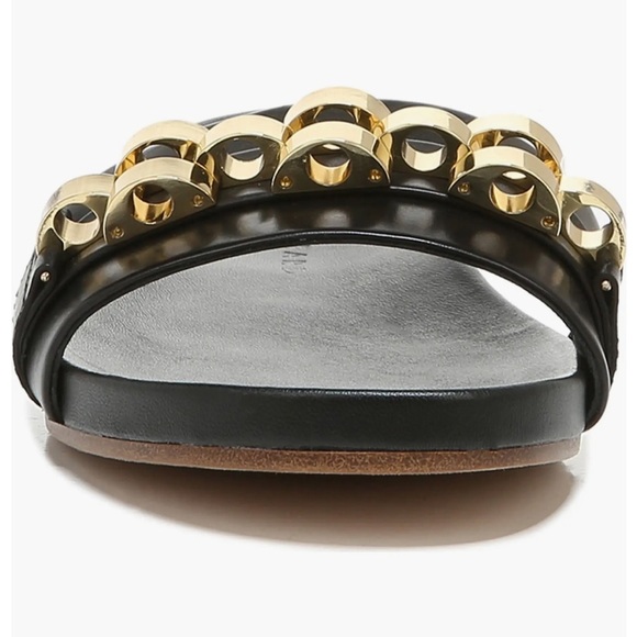 Veronica Beard Eni Flat Sandal in Black with Gold Hardware - Picture 12 of 14